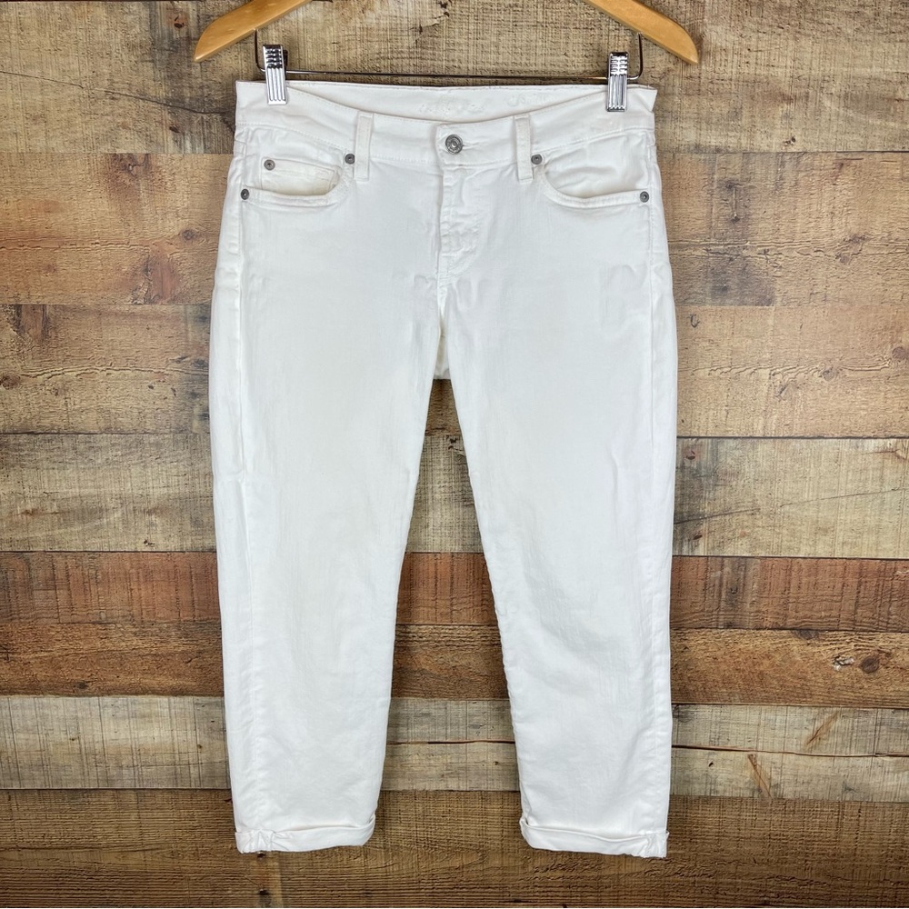 7 For All Mankind Jeans White Skinny Crop and Roll Jeans Women’s Size 27